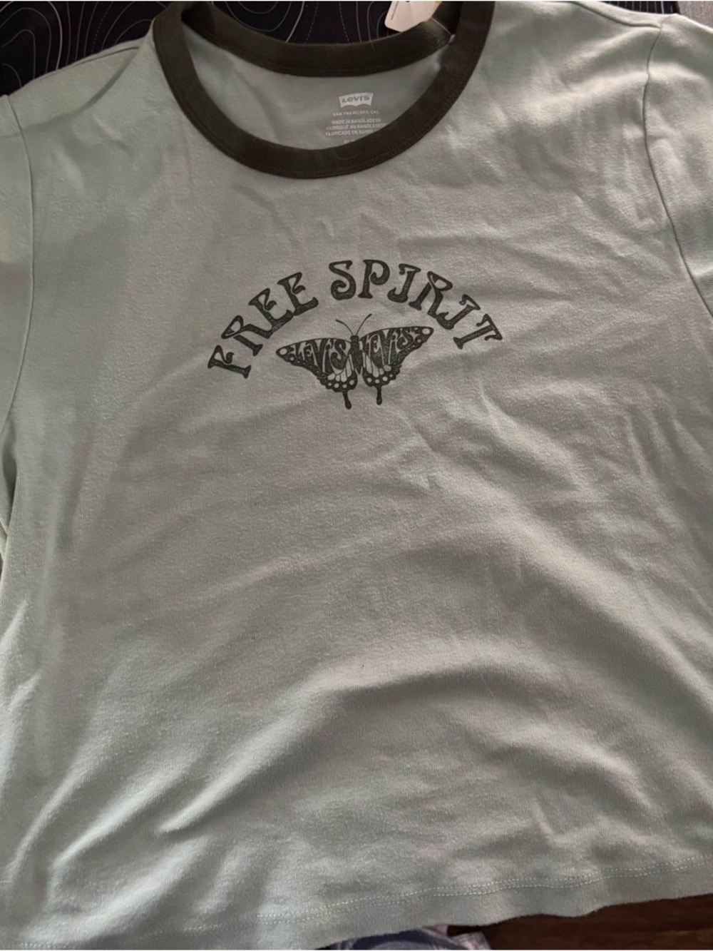 Levi's Sage Green 'Free Spirit' Ringer Tee with Dark Trim